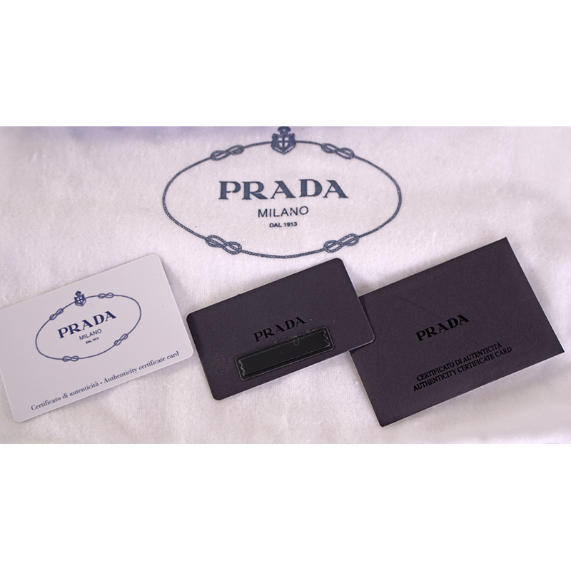 NEW 1 200 PRADA Blue White Striped Nylon COMIC LOGO Saffiano Patch Shoulder BAG